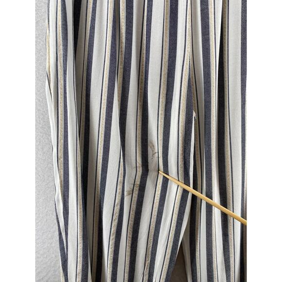 BLUE ISLAND Jumpsuit Small Striped Cinched Waist Strapless Rayon White Navy - Picture 13 of 14